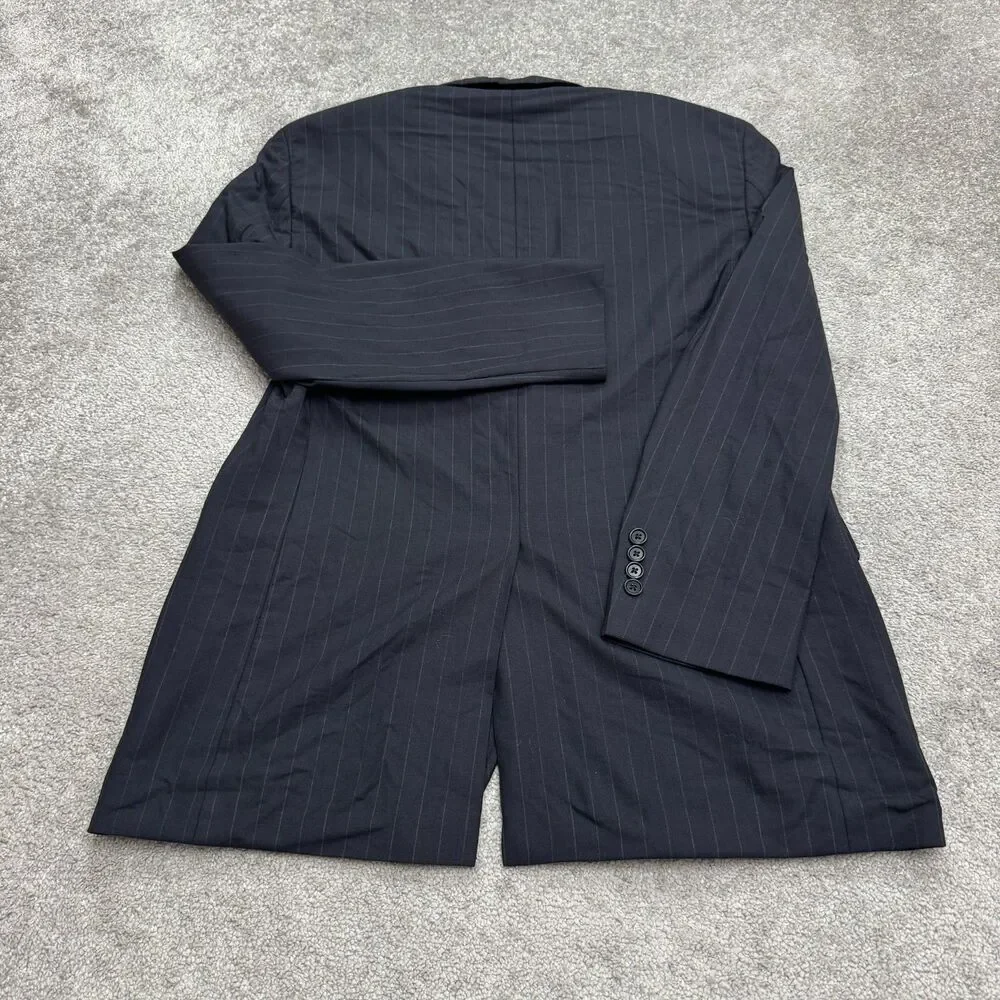 Brooks Brothers 346 Wool Blazer Suit Jacket Men 42L Navy Blue Pinstriped Stretch
